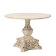 Distressed Outdoor Dining Table - 123cm - 4 Seater - Round - Off White - Metal