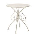 Distressed Outdoor Dining Table - 60cm - 2 Seater - Round - Curved Legs - Off White - Metal