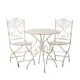 Distressed Outdoor Dining Table - 60cm - 2 Seater - Round - Curved Legs - Off White - Metal