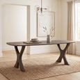 Dining Table - 200cm - 8 Seater - Sculptural Curved Legs - Dark Brown - Mango Wood