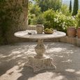 Distressed Outdoor Dining Table - 123cm - 4 Seater - Round - Off White - Metal