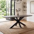 Ray Dining Table - 200cm - 8 Seater - Starburst - Star Base - Dark Brown and Black - Recycled Wood