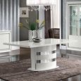 Dama Italian White Extending Dining Table - 200cm-245cm - 8-10 Seater - Pedestal - Chrome Trim