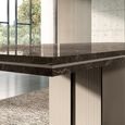 Fidia Italian Extending Dining Table - 160cm-250cm - 6-10 Seater - Fluted Pedestal Base - Emperador Taupe - Marquinia Marble Effect Top