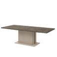 Fidia Italian Extending Dining Table - 200cm-290cm - 8-12 Seater - Fluted Pedestal Base - Emperador Taupe - Marquinia Marble Effect Top