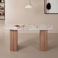 Ashford Dining Table - 170cm - 6 Seater - Oval - Fluted - Pale Taupe - Marble Top and Mango Wood