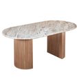 Ashford Dining Table - 170cm - 6 Seater - Oval - Fluted - Pale Taupe - Marble Top and Mango Wood