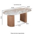 Ashford Dining Table - 170cm - 6 Seater - Oval - Fluted - Pale Taupe - Marble Top and Mango Wood