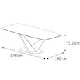 Krystal Italian Dining Table - 200cm - 8 Seater - V Base - Ceramic and Metal