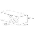 Krystal Italian Dining Table - 240cm - 10 Seater - V Base - Ceramic and Metal