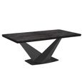 Krystal Italian Extending Dining Table - 160cm-260cm - 6-10 Seater - V Base - Medblue Birch Gloss - Wooden and Metal
