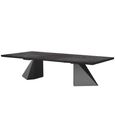 Krystal Italian Extending Dining Table - 200cm-300cm - 8-12 Seater - Tent Base - Medblue Birch Gloss - Wooden and Metal