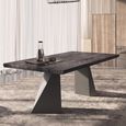Krystal Italian Extending Dining Table - 160cm-260cm - 6-10 Seater - Tent Base - Medblue Birch Gloss - Wooden and Metal