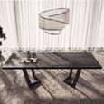 Krystal Italian Extending Dining Table - 200cm-300cm - 8-12 Seater - Net Base - Medblue Birch Gloss - Wooden and Metal