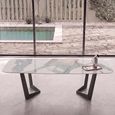 Zenith Italian Dining Table - 240cm - 10 Seater - Net Base - Calacatta Gold and Black - Ceramic Top