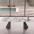 Zenith Italian Dining Table - 240cm - 10 Seater - Tent Base - Calacatta Gold and Black - Ceramic Top