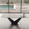 Zenith Italian Dining Table - 240cm - 10 Seater - V Base - Calacatta Gold and Black - Ceramic Top