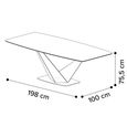 Zenith Italian Dining Table - 200cm - 8 Seater - V Base - Calacatta Gold and Black - Ceramic Top