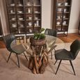 Branchwood Glass Top 4 Seater 130cm Round Dining Table thumbnail