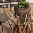Branchwood Glass Top 4 Seater 130cm Round Dining Table thumbnail 2