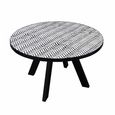 Allentown 4 Seater 130cm Round Monochrome Chevron Inlay Print Dining Table thumbnail 2