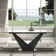 Prestige Italian Dining Table - 200cm - 8 Seater - V Base - Calacatta Gold and Black - Ceramic