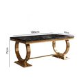 Glacier Dining Table - 180cm - 6 Seater - Black Marble & Gold