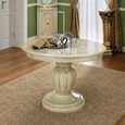 Leonardo Italian Extending Dining Table - 110cm-155cm - 4-6 Seater - Round - Pedestal - Ivory Gloss and Gold