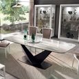 Elite Italian Bianco Antico Ceramic Dining Table with V Base - Sizes Available thumbnail