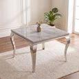 Louis Grey Marble and Chrome 4 Seater 100cm Square Dining Table thumbnail 2