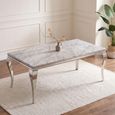 Louis Grey Marble and Chrome Dining Table - Sizes Available thumbnail 2
