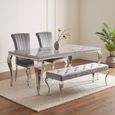 Louis Grey Marble and Chrome Dining Table - Sizes Available thumbnail 4