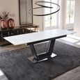 Alpha White Ceramic 4-6 Seater 140cm-180cm Extending Dining Table with Black Base thumbnail