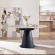 Carrara Grey Ceramic 6 Seater Swivel Motion 135cm Round Dining Table with Black Pedestal Base thumbnail