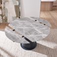 Carrara Grey Ceramic 6 Seater Swivel Motion 135cm Round Dining Table with Black Pedestal Base thumbnail 2
