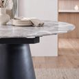 Carrara Grey Ceramic 6 Seater Swivel Motion 135cm Round Dining Table with Black Pedestal Base thumbnail 3