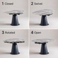 Carrara Grey Ceramic 6 Seater Swivel Motion 135cm Round Dining Table with Black Pedestal Base thumbnail 4