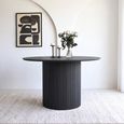 Bern Fluted Black 4 Seater 120cm Round Dining Table with Drum Base thumbnail