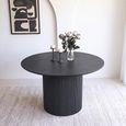 Bern Fluted Black 4 Seater 120cm Round Dining Table with Drum Base thumbnail 2