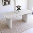 Bern Fluted White Washed Oak 6 Seater 160cm Dining Table with Pedestal Base thumbnail 2