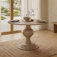 Ciren Natural Mango Wood 4 Seater 120cm Round Pedestal Base Dining Table thumbnail
