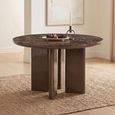 Almundi Dining Table - 120cm - 4 Seater - Round - Pedestal - Chocolate Brown - Ceramic