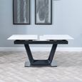 Alpha Extending Dining Table - 4-6 Seater - 140cm-180cm - White Ceramic - Black Base