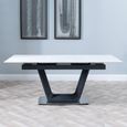Alpha Extending Dining Table - 4-6 Seater - 140cm-180cm - White Ceramic - Black Base