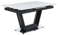 Alpha Extending Dining Table - 4-6 Seater - 140cm-180cm - White Ceramic - Black Base