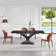 Clearance - Anvik 6-10 Seater Black Ceramic Extending Dining Table with Black Pedestal Base