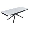 Apollo Extending Dining Table - 6-10 Seater - 160cm-220cm - White Ceramic - Black Base