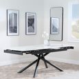 Apollo Extending Dining Table - 6-10 Seater - 160cm-220cm - White Ceramic - Black Base