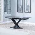 Arctic Extending Dining Table - 4-8 Seater - 140cm-200cm - Black Ceramic Swivel Top - Cross Base