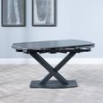 Arctic Extending Dining Table - 4-8 Seater - 140cm-200cm - Black Ceramic Swivel Top - Cross Base